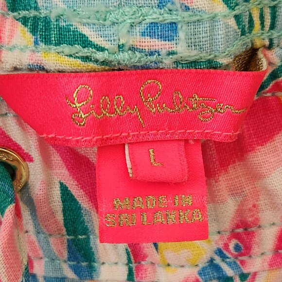 Lilly Pulitzer Taron Linen Tropical Print Lounge Pants Summer Vacation Casual - Picture 6 of 9